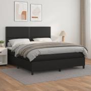 vidaXL Ramsäng med madrass svart 160x200 cm konstläder