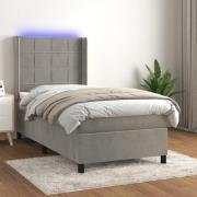 vidaXL Ramsäng med madrass & LED ljusgrå 90x190 cm sammet