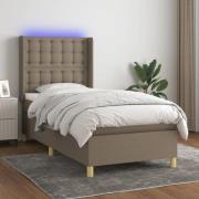 vidaXL Ramsäng med madrass & LED taupe 100x200 cm tyg