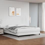 vidaXL Ramsäng med madrass vit 160x200 cm konstläder