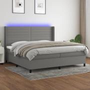 vidaXL Ramsäng med madrass & LED mörkgrå 200x200 cm tyg