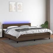 vidaXL Ramsäng med madrass & LED mörkbrun 200x200 cm tyg