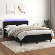 vidaXL Ramsäng med madrass & LED svart 140x190 cm sammet