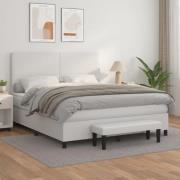 vidaXL Ramsäng med madrass vit 160x200 cm konstläder