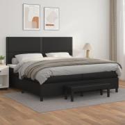vidaXL Ramsäng med madrass svart 200x200 cm konstläder