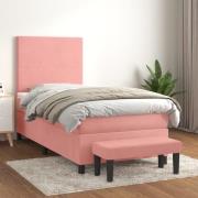 vidaXL Ramsäng med madrass rosa 80x200 cm sammet