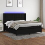 vidaXL Ramsäng med madrass & LED svart 180x200 cm tyg
