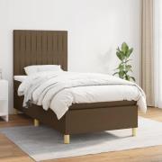 vidaXL Ramsäng med madrass mörkbrun 90x200 cm tyg