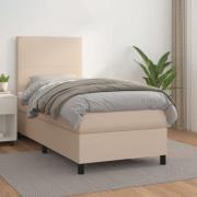 vidaXL Ramsäng med bäddmadrass cappuccino 90x200 cm konstläder