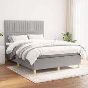 vidaXL Ramsäng med madrass ljusgrå 140x190 cm tyg