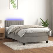 vidaXL Ramsäng med madrass & LED ljusgrå 80x200 cm sammet
