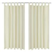 2-pack gardiner med öglor i gräddvit microsatin 140 x 175 cm