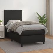 vidaXL Ramsäng med madrass svart 90x190 cm konstläder