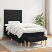 vidaXL Ramsäng med madrass svart 90x190 cm tyg