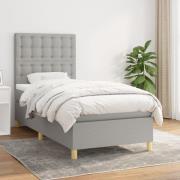 vidaXL Ramsäng med madrass ljusgrå 90x190 cm tyg