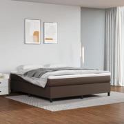 vidaXL Ramsäng med madrass brun 160x200 cm konstläder