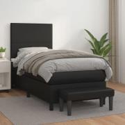 vidaXL Ramsäng med madrass svart 100x200 cm konstläder