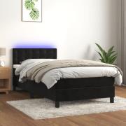 vidaXL Ramsäng med madrass & LED svart 90x190 cm sammet