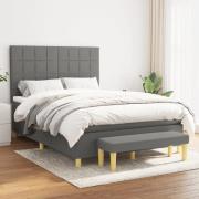 vidaXL Ramsäng med madrass mörkgrå 140x190 cm tyg
