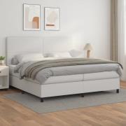 vidaXL Ramsäng med madrass vit 200x200 cm konstläder