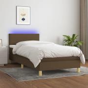 vidaXL Ramsäng med madrass & LED mörkbrun 90x190 cm tyg