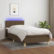 vidaXL Ramsäng med madrass & LED mörkbrun 80x200 cm tyg