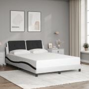 vidaXL Sängram med huvudgavel vit och svart 140x200 cm konstläder