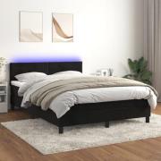 vidaXL Ramsäng med madrass & LED svart 140x190 cm sammet