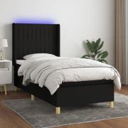 vidaXL Ramsäng med madrass & LED svart 80x200 cm tyg