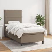 vidaXL Ramsäng med madrass taupe 90x190 cm tyg