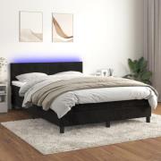 vidaXL Ramsäng med madrass & LED svart 140x190 cm sammet