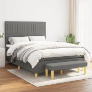vidaXL Ramsäng med madrass mörkgrå 140x200 cm tyg
