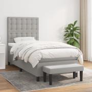vidaXL Ramsäng med madrass ljusgrå 90x200 cm tyg