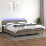 vidaXL Ramsäng med madrass & LED taupe 200x200 cm tyg