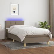 vidaXL Ramsäng med madrass & LED taupe 90x190 cm tyg