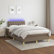 vidaXL Ramsäng med madrass & LED taupe 120x200 cm tyg