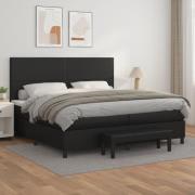 vidaXL Ramsäng med madrass svart 200x200 cm konstläder