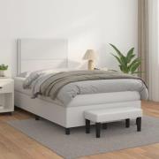 vidaXL Ramsäng med madrass vit 120x200 cm konstläder