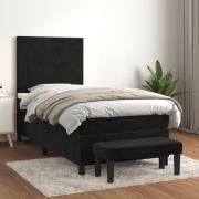 vidaXL Ramsäng med madrass svart 90x200 cm sammet