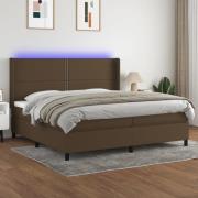 vidaXL Ramsäng med madrass & LED mörkbrun 200x200 cm tyg