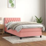 vidaXL Ramsäng med madrass rosa 100x200 cm sammet