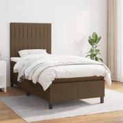 vidaXL Ramsäng med madrass mörkbrun 90x190 cm tyg