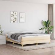 vidaXL Ramsäng med madrass gräddvit 160x200 cm tyg
