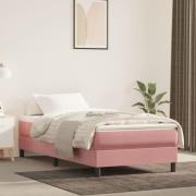 vidaXL Ramsäng med madrass rosa 90x200 cm sammet