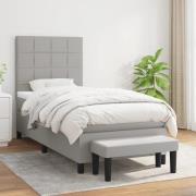 vidaXL Ramsäng med madrass ljusgrå 90x200 cm tyg