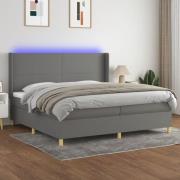 vidaXL Ramsäng med madrass & LED mörkgrå 200x200 cm tyg
