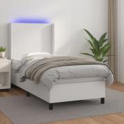 vidaXL Ramsäng med madrass & LED vit 90x190 cm konstläder