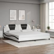 vidaXL Sängram med huvudgavel vit och svart 200x200 cm konstläder