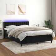 vidaXL Ramsäng med madrass & LED svart 140x200 cm sammet