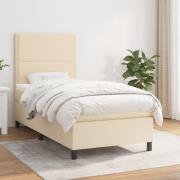 vidaXL Ramsäng med madrass gräddvit 100x200 cm tyg